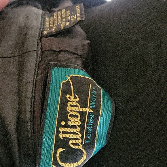 Calliope Vintage Soft Supple Black Leather Skirt W Front Zipper And Snap - Picture 5 of 10